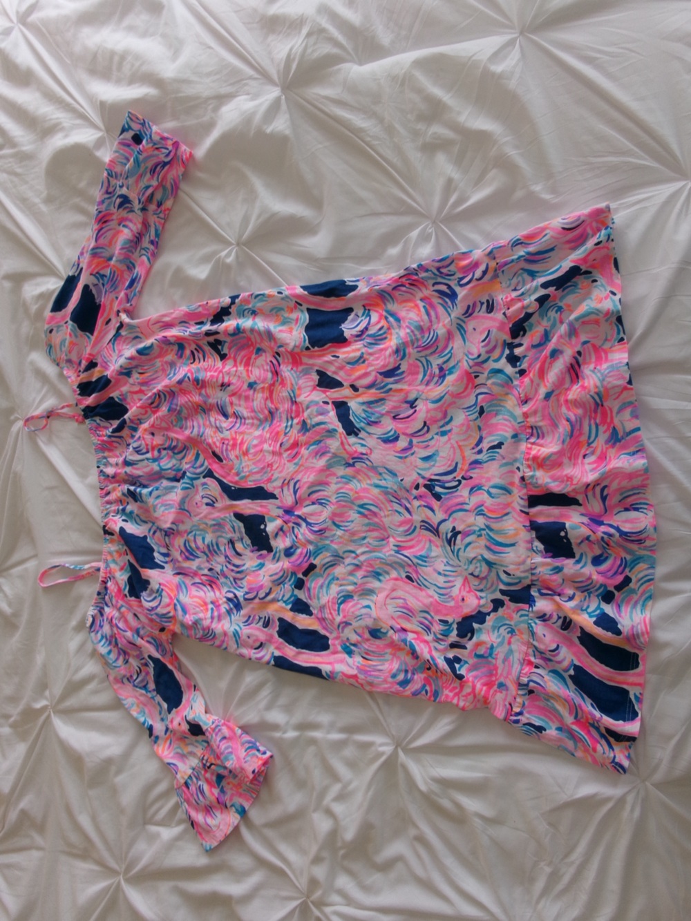 Lilly Pulitzer Girls Pink, Navy & Aqua Swirl Print Dress